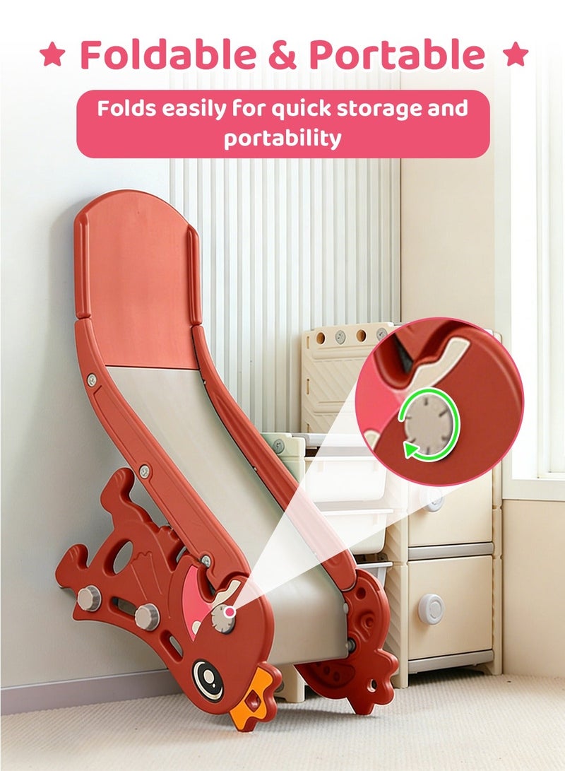 MaBaby Children's Freestanding Slide Indoor Household Small Kids Slide for Toddlers Folding Indoor Freestanding Slide Easy Assemble Children Climber Playset Toy Climber Freestanding Toddler Slide Basketball - Image 5